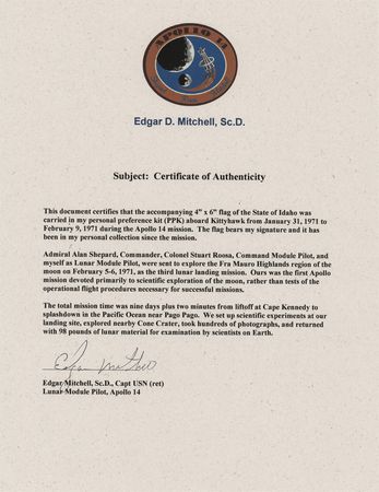 Lot #6232 Apollo 14 Flown State Flags (20) - From the Personal Collection of Edgar Mitchell - Image 5
