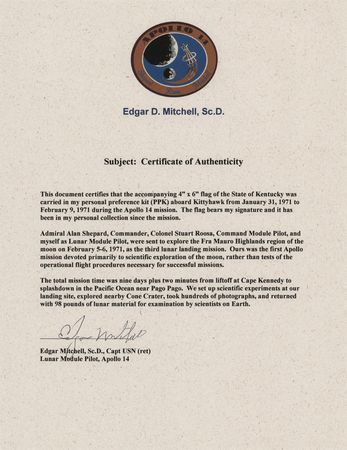 Lot #6232 Apollo 14 Flown State Flags (20) - From the Personal Collection of Edgar Mitchell - Image 6
