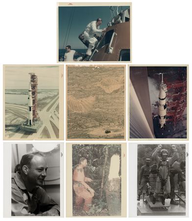Lot #6239 Edgar Mitchell Signed NASA Photos (5) -