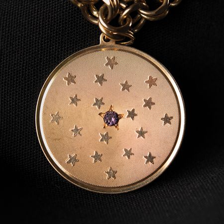 Lot #6234 Apollo 14 Lunar Surface-Flown 14K Gold Pendant - From the Personal Collection of Edgar Mitchell - Image 2