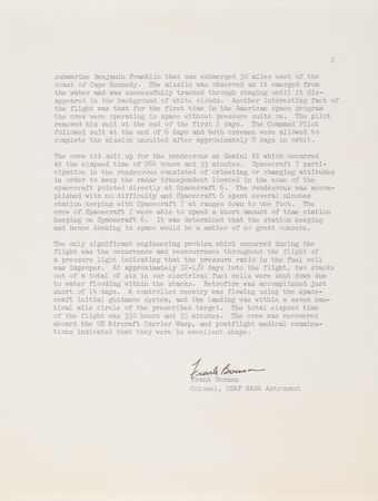Lot #6101 Frank Borman Signed Gemini 7 Flight Report - Issued to the National Aeronautic Association - Image 2