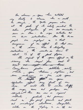 Lot #6273 Jim Irwin Handwritten 'Labor Day' Speech from the Apollo 15 Post-Flight Tour: 