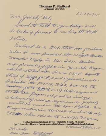 Lot #6117 Tom Stafford Autograph Letter Signed: