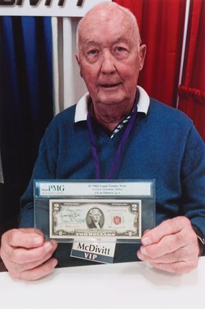 Lot #6059 Gemini 4 Flown $2 Dollar Bill, Signed by Jim McDivitt - PMG EF 40 - Image 6