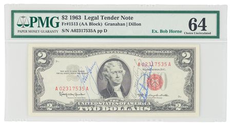 Lot #6281 Apollo 16 Flown $2 Dollar Bill, Signed
