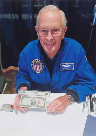 Lot #6281 Apollo 16 Flown $2 Dollar Bill, Signed by John Young, Charlie Duke, and Ken Mattingly - PMG CU 64 - Image 6