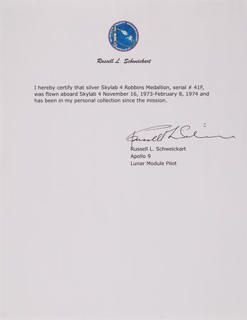 Lot #6360 Skylab 4 Flown Robbins Medallion - From the Personal Collection of Rusty Schweickart - NGC MS 64 - Image 3
