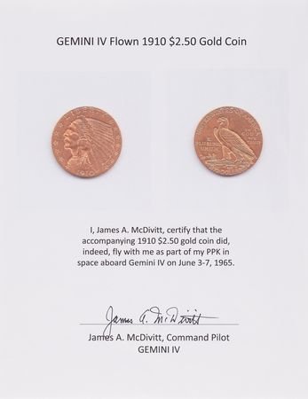 Lot #6061 Gemini 4 Flown $2½ Indian Head Gold Coin - From the Personal Collection of Jim McDivitt - Image 3