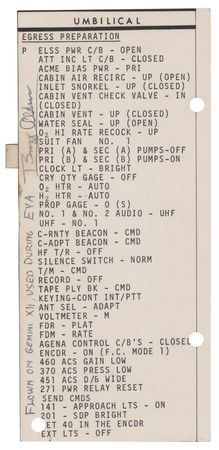 Lot #6073 Gemini 12 Flown Checklist - Signed and