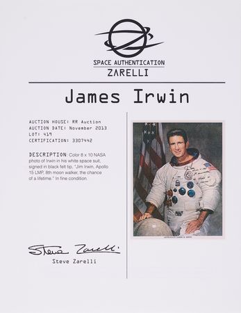 Lot #6269 Jim Irwin Signed Photograph - Rare 'White Space Suit' Litho, 