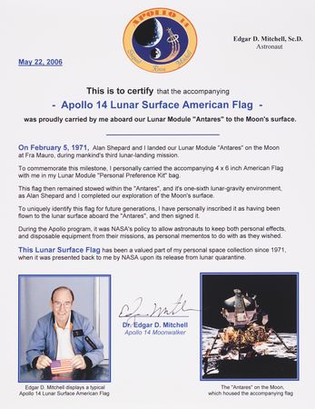 Lot #6235 Apollo 14 Lunar Surface-Flown American Flag - From the Personal Collection of Edgar Mitchell - Image 2