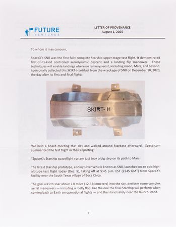 Lot #6463 SpaceX Starship SN8 Flown 'SKIRT-H' Panel - Image 7