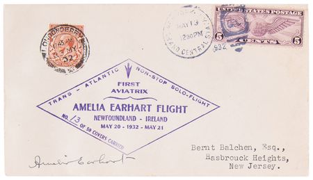 Lot #6006 Amelia Earhart Signed Flown Airmail