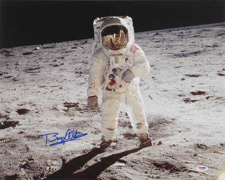 Lot #6075 Buzz Aldrin Signed Oversized Photograph