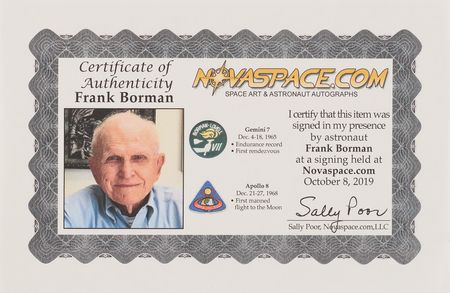 Lot #6104 Frank Borman Signed Oversized 'Earthrise' Photograph - Image 3