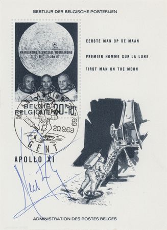 Lot #6175 Neil Armstrong Signed Stamp Sheet - Image 1