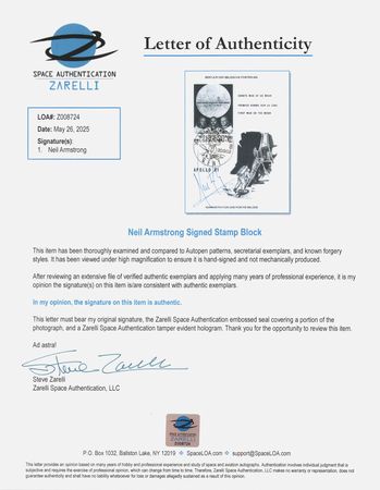 Lot #6175 Neil Armstrong Signed Stamp Sheet - Image 2