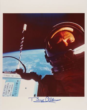 Lot #6162 Buzz Aldrin Signed Oversized 'Selfie' Photograph - Image 1