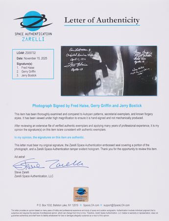 Lot #6216 Fred Haise, Gerry Griffin, Jerry Bostick Signed Oversized 'Lost Moon' Photograph - Image 2