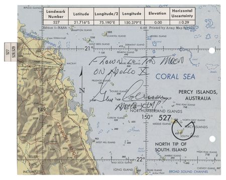 Lot #6113 Apollo 10 Flown Earth Map - Signed by