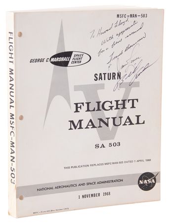 Lot #6098 Apollo 8 Crew-Signed Saturn V Flight