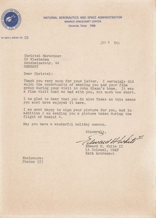 Lot #6069 Edward H. White II Typed Letter Signed