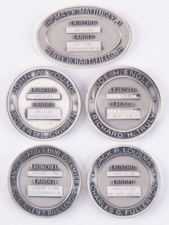 Lot #6395 Space Shuttle: STS-1-STS-5 (5) Unflown Robbins Medallions - From the Personal Collection of William E. Thornton - Image 2