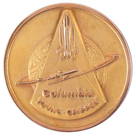 Lot #6396 STS-1 Flown Gold Robbins Medallion -