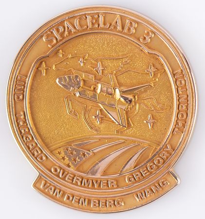 Lot #6400 STS-51-B Flown Gold Robbins Medallion -