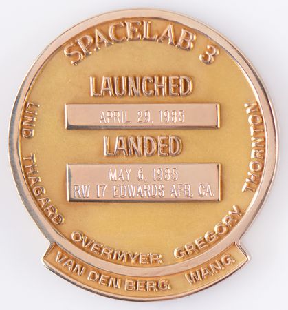 Lot #6400 STS-51-B Flown Gold Robbins Medallion - From the Personal Collection of William E. Thornton - Image 2
