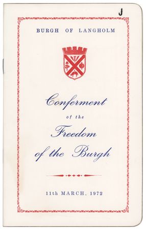 Lot #6154 Neil Armstrong Signed Program - Conferment of the Freedom of the Burgh, from the Traditional Seat of Clan Armstrong - Image 2
