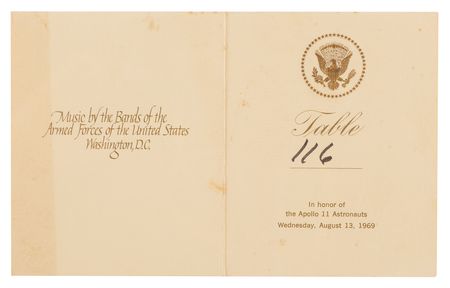 Lot #6131 Apollo 11 Crew-Signed Lunar Plaque Presentation with Collection of Ephemera from Nixon’s 1969 ‘Dinner of the Century’ - Image 6