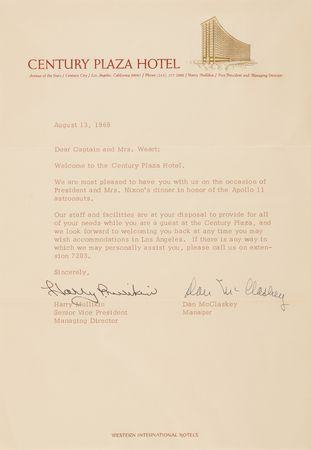 Lot #6131 Apollo 11 Crew-Signed Lunar Plaque Presentation with Collection of Ephemera from Nixon’s 1969 ‘Dinner of the Century’ - Image 9