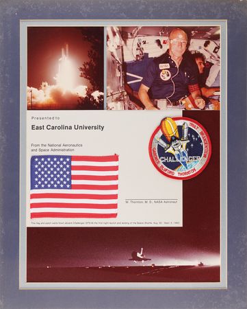 Lot #6431 STS-8 Flown Flag and Patch - From the