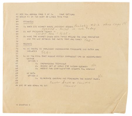 Lot #6424 STS-51-B Monkey Pellets and Teleprinted Message [Attested Flown] - From the Personal Collection of William E. Thornton - Image 2