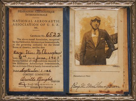 Lot #6030 Mercury Seven Fully Signed Photograph and Orville Wright Signed 1926 Pilot’s License - Image 2