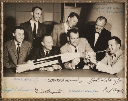 Lot #6030 Mercury Seven Fully Signed Photograph and Orville Wright Signed 1926 Pilot’s License - Image 3