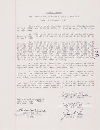 Lot #6261 Apollo 15 Lunar Surface-Flown Sieger Crew-Owned Cover (#134/300) - Image 4