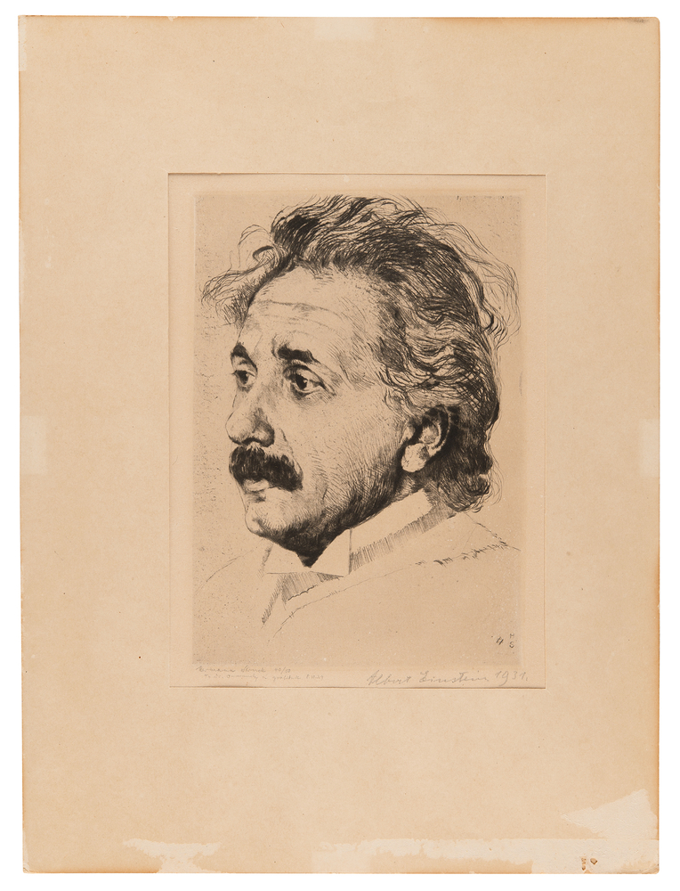 Lot 393 Albert Einstein Signed Etching by Hermann Struck (c. 1931) (Ltd. Ed. #40/50)