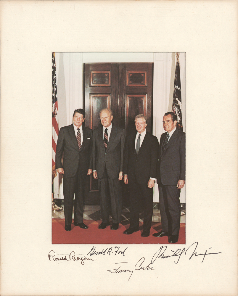 Lot 252 Four Presidents Signed Photograph - Reagan, Nixon, Carter, and Ford