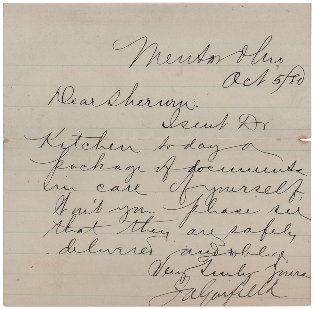 Lot 37 James A. Garfield Letter Signed - One Month Before His Presidential Election