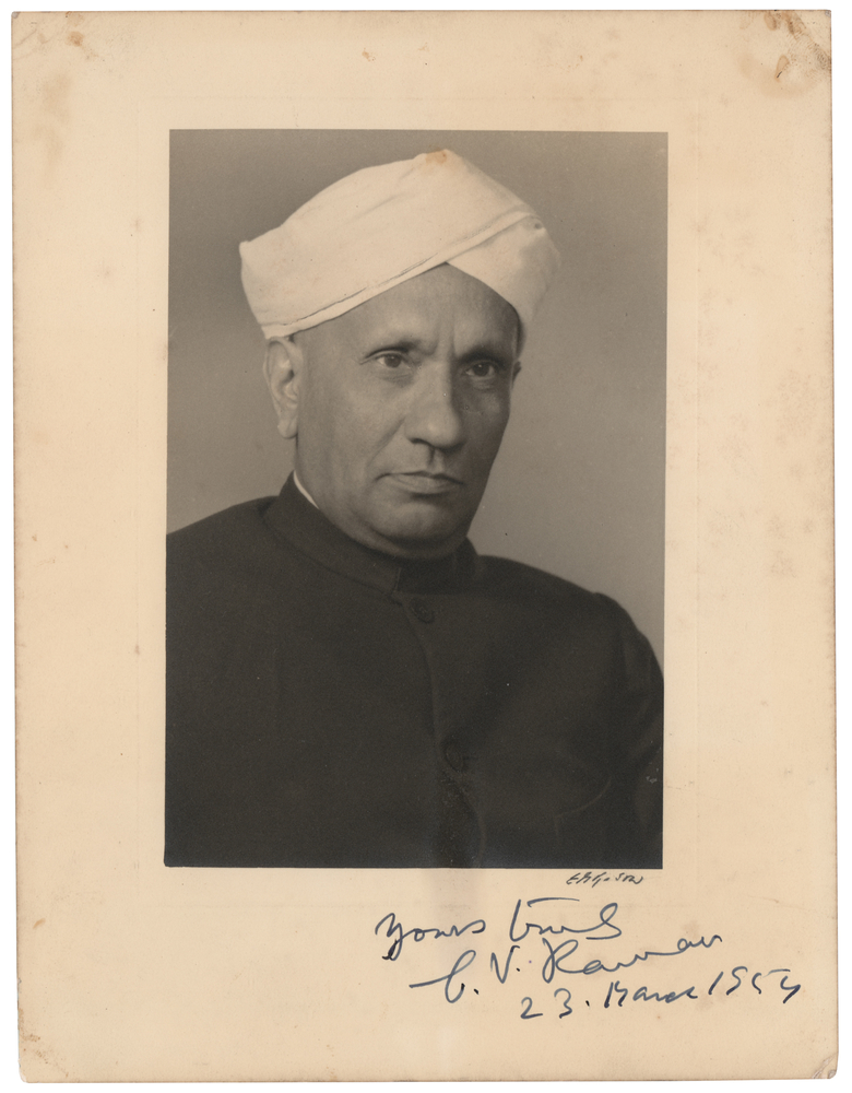 Lot 403 C. V. Raman Signed Photograph