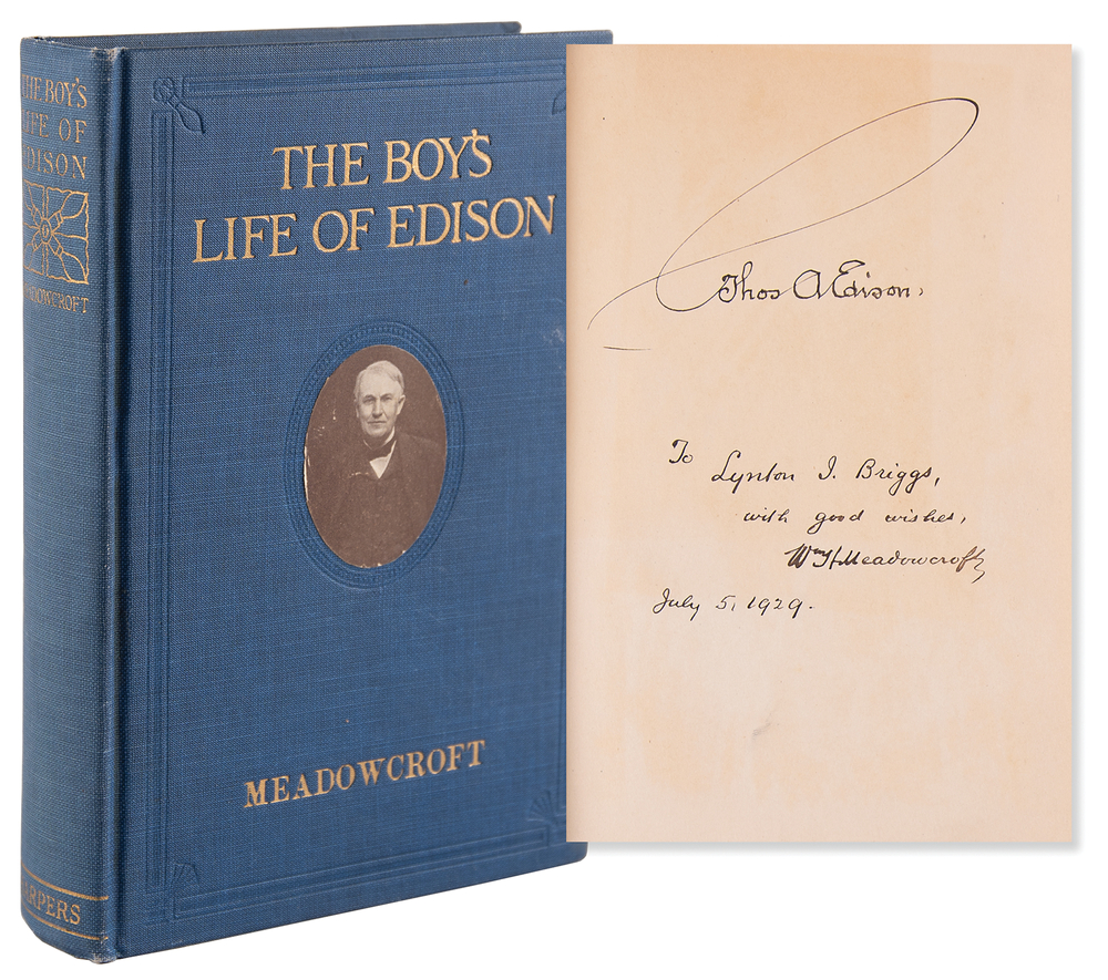 Lot 391 Thomas Edison Signed Book - The Boy's Life of Edison