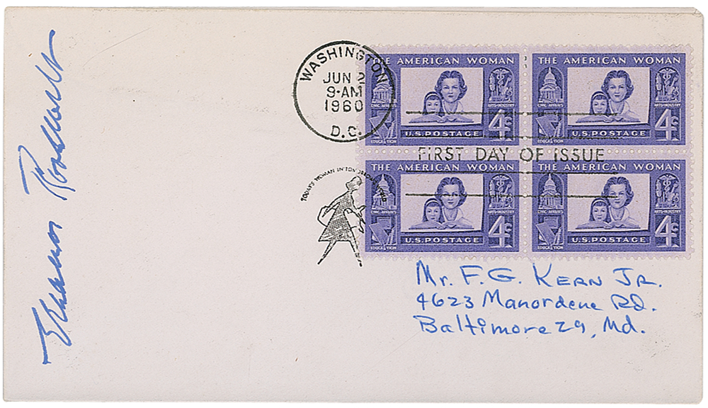 Lot 60 Eleanor Roosevelt Signed Postal Cover