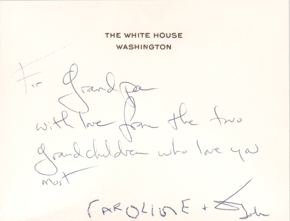 Lot 84 Jacqueline, Caroline, and John Kennedy, Jr. Autograph Note Signed to Grandfather Joseph P. Kennedy