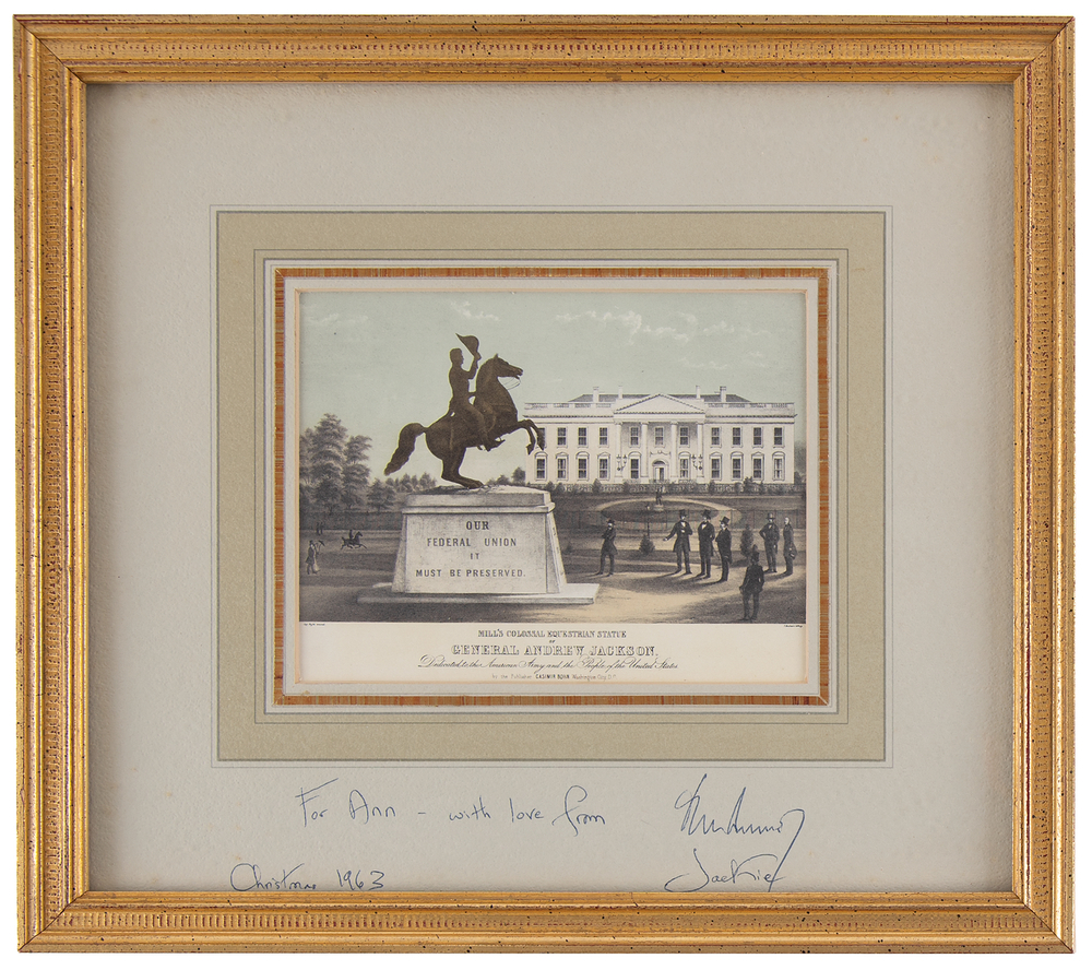 Lot 109 John F. Kennedy and Jacqueline Kennedy Signed 1963 Christmas Gift Print to Cousin Ann Gargan - Prepared Before the Assassination