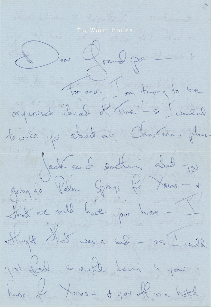 Lot 72 Jacqueline Kennedy Autograph Letter Signed to Joseph P. Kennedy, Making Christmas Arrangements: 