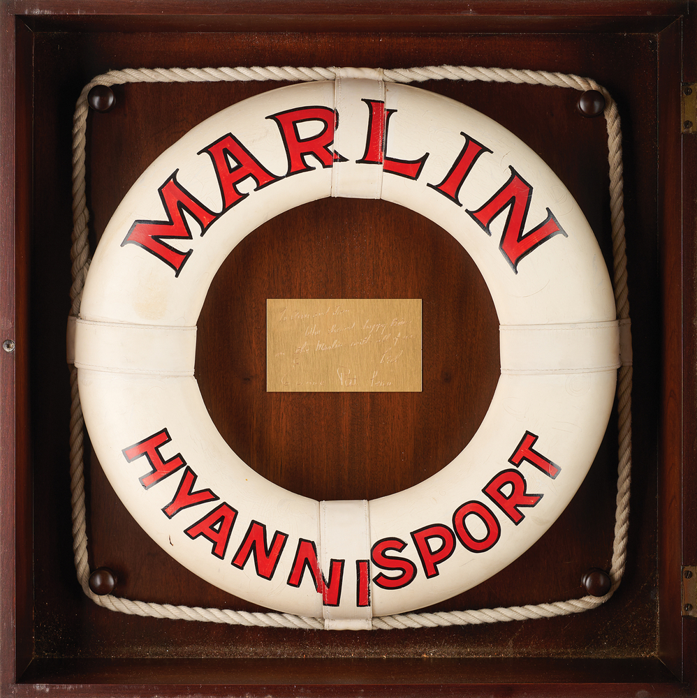 Lot 116 [John F. Kennedy] Original Life Preserver from the Kennedy Family Yacht ‘Marlin,’ Presented by JFK’s Siblings to Cousin Ann Gargan