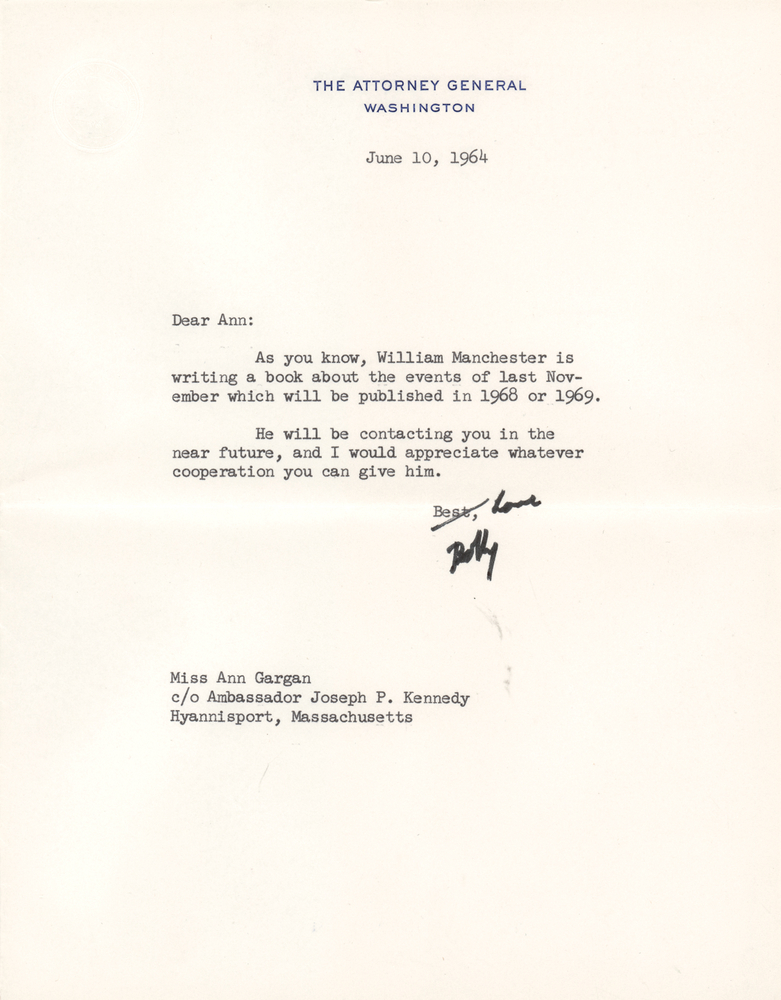 Lot 285 Robert F. Kennedy Typed Letter Signed to Cousin Ann Gargan: 