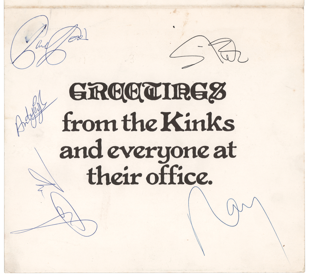 Lot 654 The Kinks Signed Christmas Card